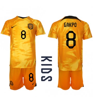 Maillot de foot Pays-Bas Cody Gakpo #8 Domicile enfant Monde 2022 Manches Courte (+ pantalon court)
